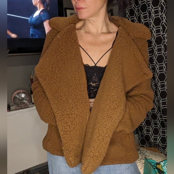 Jack by BB Dakota Soft Skills Camel Tan Sherpa Moto Jacket size Large - Picture 1 of 11